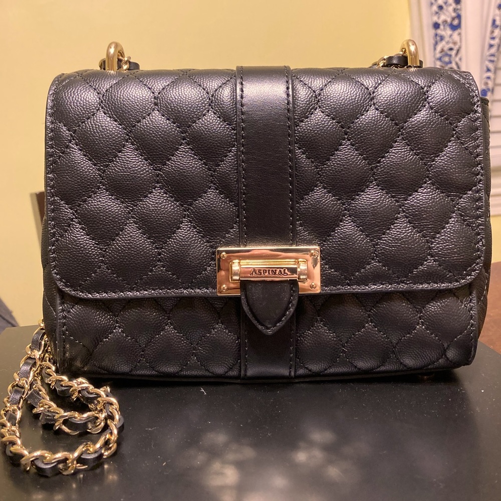 Aspinal of London Small Lottie in Quilted Kaviar